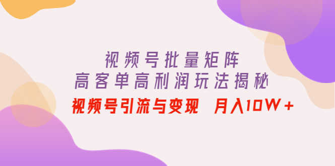 （4193期）视频号批量矩阵的高客单高利润玩法揭秘： 视频号引流与变现 月入10W+-安索博客网