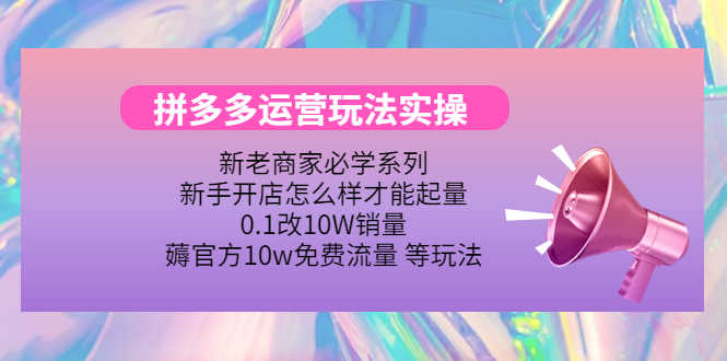 （4160期）拼多多运营玩法实操，0.1改10W销量，薅官方10w免费流量 等玩法！-安索博客网