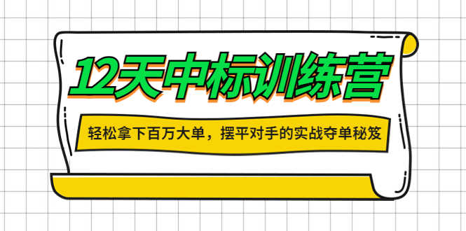 （4116期）12天中标训练营：轻松拿下百万大单，摆平对手的实战夺单秘笈！-安索博客网