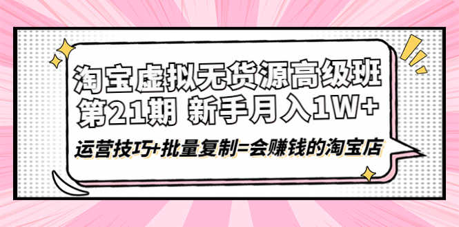 （4108期）淘宝虚拟无货源高级班【第21期】月入1W+运营技巧+批量复制=会赚钱的淘宝店-安索博客网