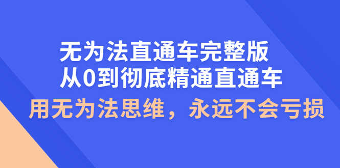 （3921期）无为法直通车完整版：从0到彻底精通直通车，用无为法思维，永远不会亏损-安索博客网
