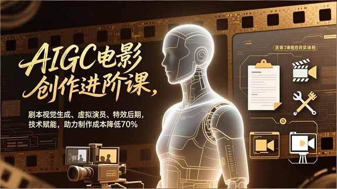 （16939期）AIGC电影创作进阶课：剧本、视觉、虚拟演员、特效全搞定，成本直降70%-安索博客网