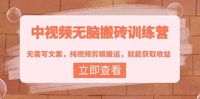 （3878期）中视频无脑搬砖训练营：无需写文案，纯视频剪辑搬运，就能获取收益！-安索博客网