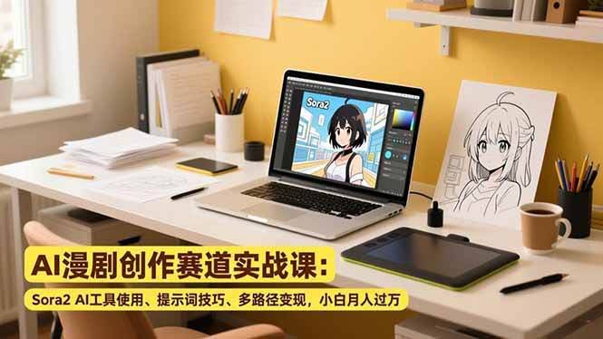 AI漫剧创作实战课：用Sora2工具、提示词技巧和多渠道赚钱，新手也能月入过万-安索博客网