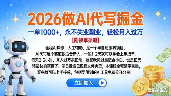 2026年AI代写赚钱新路子，一单赚1000+，副业也能月入过万-安索博客网