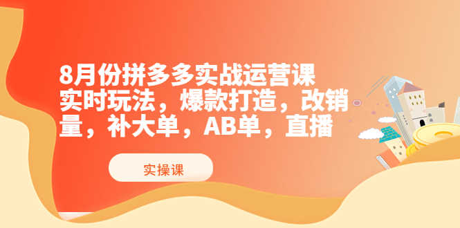 （3688期）8月份拼多多实战运营课，实时玩法，爆款打造，改销量，补大单，AB单，直播-安索博客网
