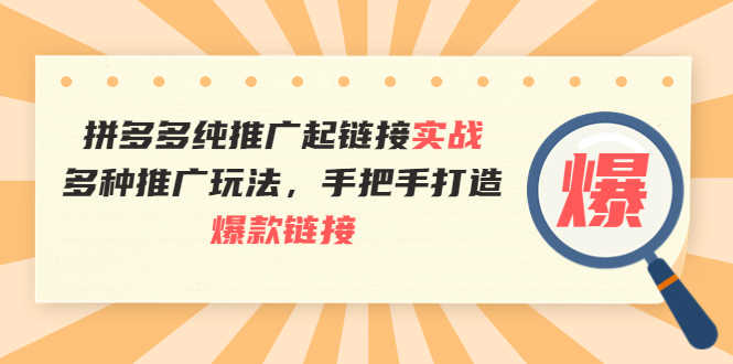 （3649期）拼多多纯推广起链接实战：多种推广玩法，手把手打造爆款链接-安索博客网