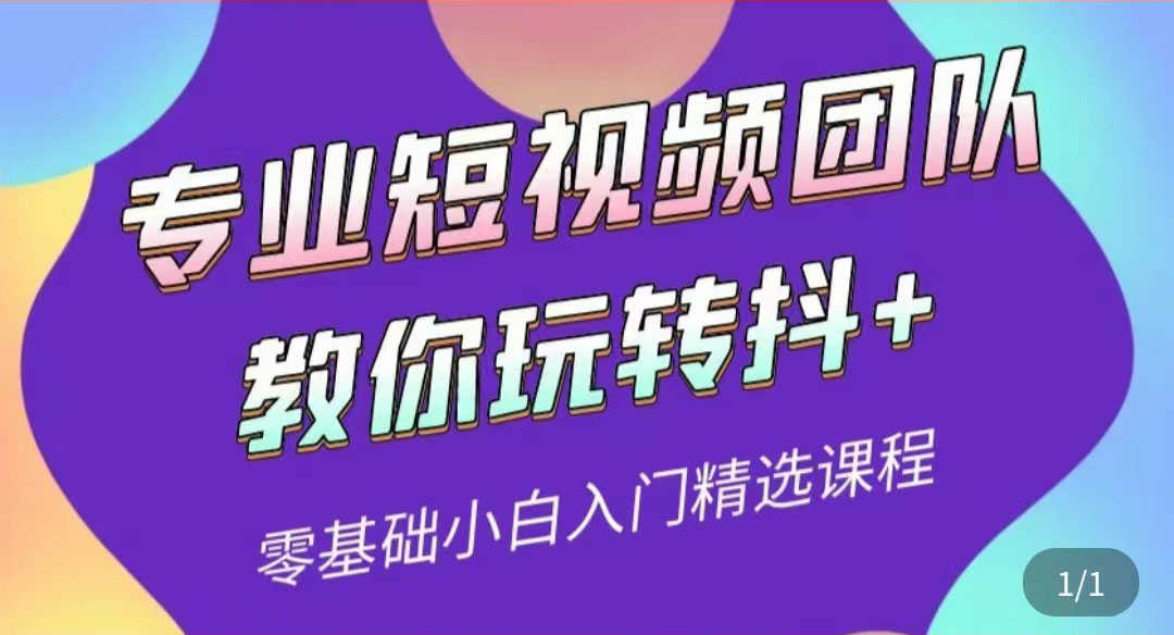 （3538期）专业短视频团队教你玩转抖+0基础小白入门精选课程-安索博客网