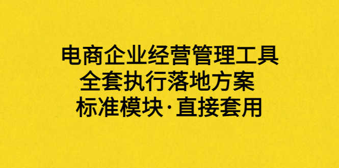（3439期）外面卖198·电商企业经营管理工具：全套执行落地方案 标准模块·直接套用-安索博客网