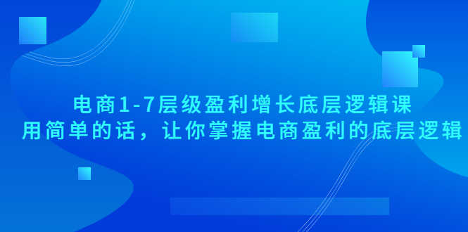 （3403期）电商1-7层级盈利增长底层逻辑课：用简单的话，让你掌握电商盈利的底层逻辑-安索博客网