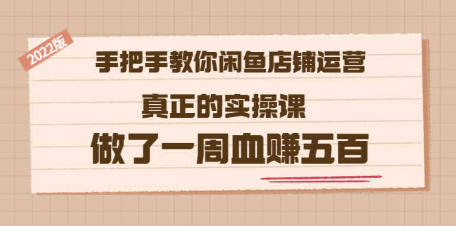 （3334期）2022版《手把手教你闲鱼店铺运营》真正的实操课 做了一周血赚五百 (16节课)-安索博客网