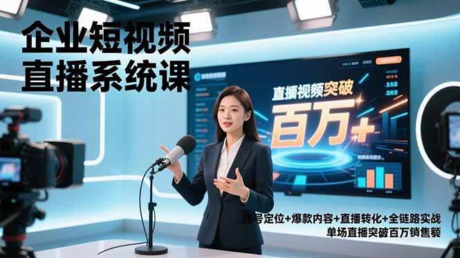 企业短视频直播实战课：手把手教你账号定位、爆款内容、直播卖货，一场直播卖爆百万-安索博客网