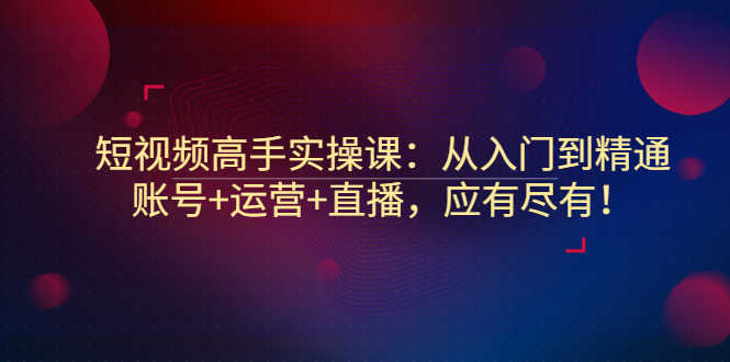 （2889期）短视频高手实操课：从入门到精通，账号+运营+直播，应有尽有！-安索博客网