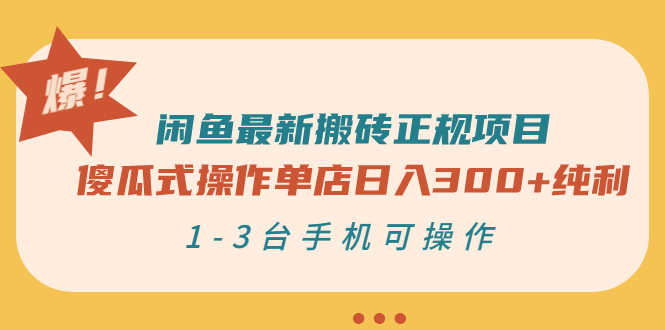 （2859期）闲鱼最新搬砖正规项目：傻瓜式操作单店日入300+纯利，1-3台手机可操作-安索博客网
