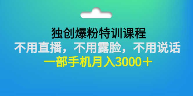 （2806期）独创爆粉特训课程：不用直播，不用露脸，不用说话 一部手机月入3000＋-安索博客网