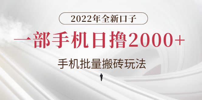 （2682期）2022年全新口子，手机批量搬砖玩法，一部手机日撸2000+-安索博客网