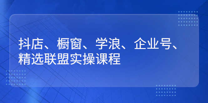 （2640期）抖店、橱窗、学浪、企业号、精选联盟实操课程-安索博客网