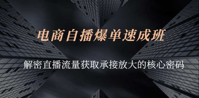 （2584期）电商自播爆单速成班：解密直播流量获取承接放大的核心密码-安索博客网