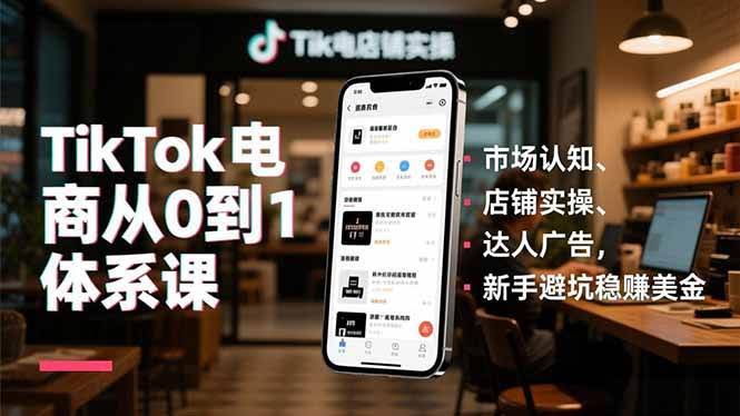 （16818期）TikTok电商从0到1实战课：市场认知、店铺操作、达人广告，小白避坑轻松赚美金-安索博客网