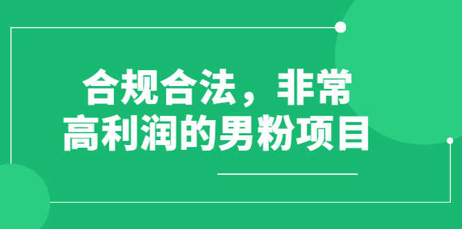 （2552期）合规合法，非常高利润的男粉项目（价值398元）-安索博客网