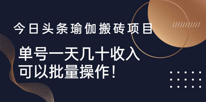 （2496期）今日头条瑜伽搬砖项目，单号一天几十收入，可以批量操作！-安索博客网