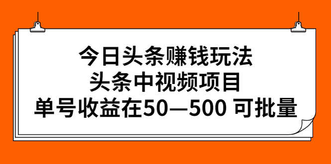（2435期）今日头条赚钱玩法，头条中视频项目，单号收益在50—500 可批量-安索博客网