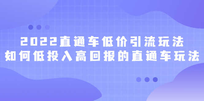 （2415期）2022直通车低价引流玩法，教大家如何低投入高回报的直通车玩法-安索博客网