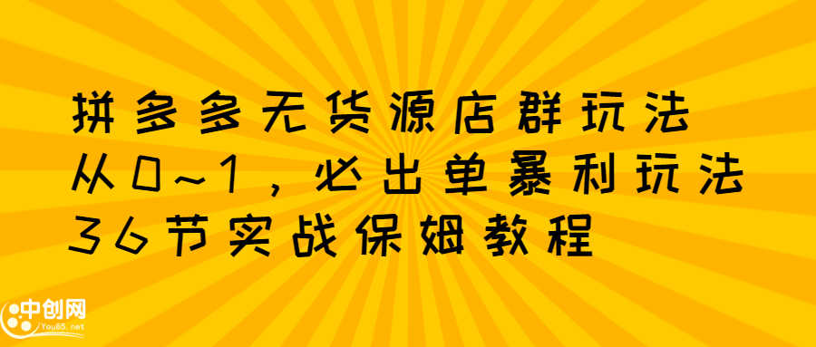 （2349期）拼多多无货源店群：从0~1，必出单10单利润1000+暴利玩法，36节实战保姆教程-安索博客网