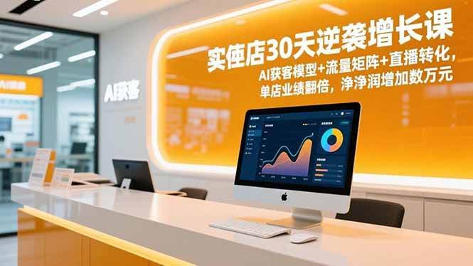 实体店30天翻身课：AI拉客+流量套路+直播变现，单店业绩翻倍，月利润多赚几万块-安索博客网