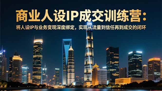 （16789期）商业人设IP成交训练营-12月：把人设IP和业务变现绑得死死的，从流量到信任再到成交，一个闭环搞定-安索博客网