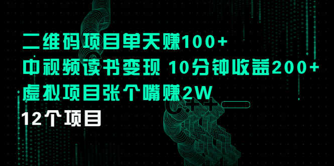 （2250期）二维码项目单天赚100+中视频读书变现 10分钟收益200+虚拟项目张个嘴赚2W-安索博客网