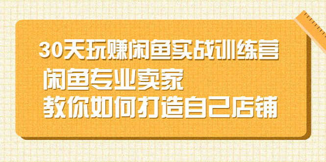 （2247期）30天玩赚闲鱼实战训练营，闲鱼专业卖家教你如何打造自己店铺-安索博客网