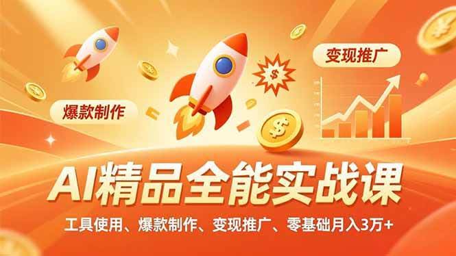（16785期）AI精品全能实战课，工具使用、爆款制作、变现推广，零基础也能月入3万+-安索博客网