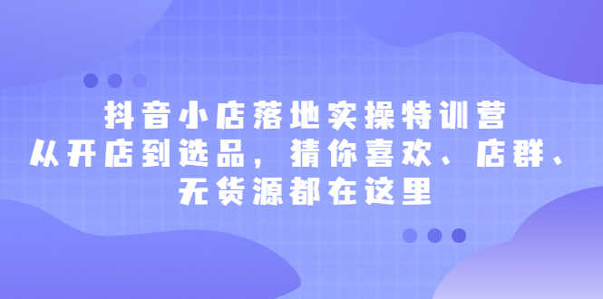 （2175期）抖音小店落地实操特训营，从开店到选品，猜你喜欢、店群、无货源都在这里-安索博客网