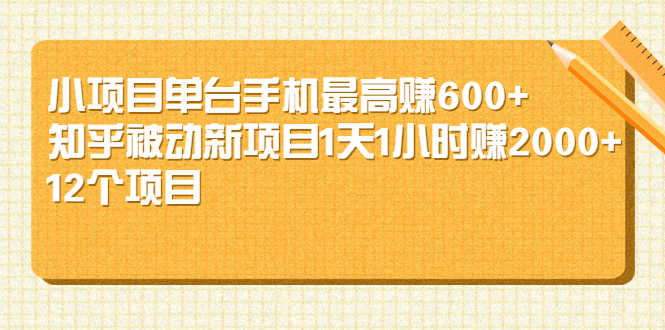 （2161期）小项目单台手机最高赚600+知乎被动新项目1天1小时赚2000+(12个项目)-安索博客网