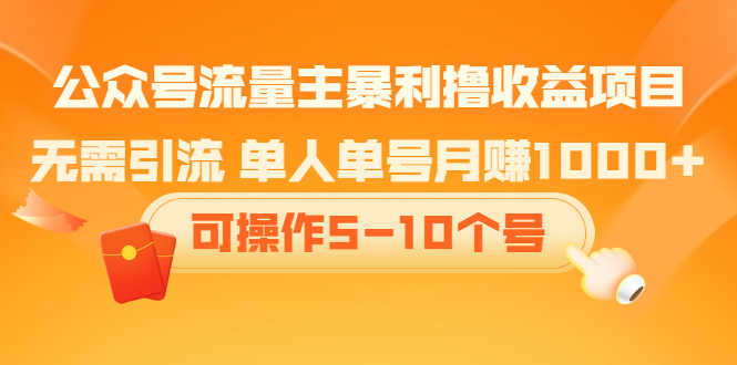 （2085期）公众号流量主暴利撸收益项目，无需引流 单人单号月赚1000+可操作5-10个号-安索博客网
