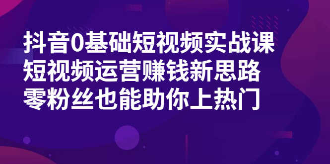 （1985期）抖音0基础短视频实战课，短视频运营赚钱新思路，零粉丝也能助你上热门-安索博客网