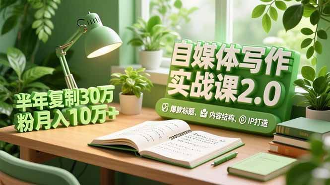 自媒体写作实战课2.0，爆款标题、内容结构、IP打造，半年攒30万粉月入10万+-安索博客网
