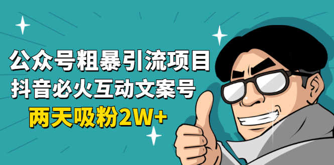 （1632期）公众号粗暴引流项目：抖音必火互动文案号，两天吸粉2W+（可持续操作）-安索博客网