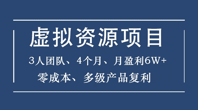 （1588期）虚拟资源项目-新手、3个团队 4个月 月盈利6W+零成本、多级产品复利-安索博客网