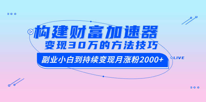 （1461期）构建财富加速器，副业小白到持续变现月涨粉2000+，变现30万的方法技巧-安索博客网