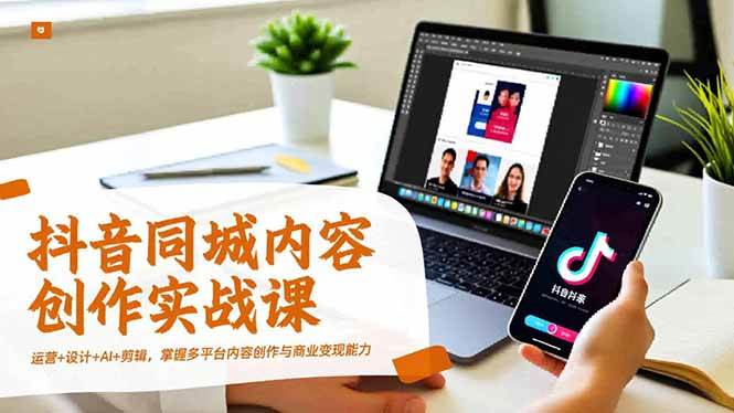 抖音同城内容创作实战课：运营+设计+AI+剪辑，玩转多平台，轻松变现-安索博客网