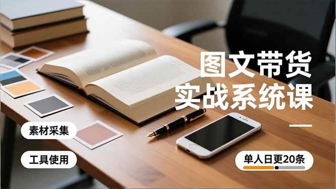 图文带货实战系统课：工具使用、素材采集、防同质化，一个人每天发20条，月入3w+-安索博客网