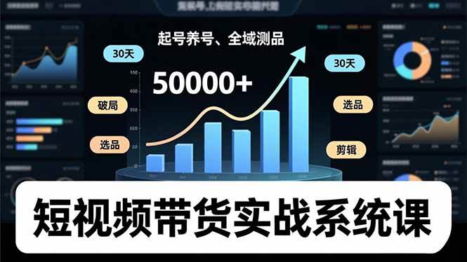 短视频带货实战课，手把手教你30天冲月入5万+-安索博客网