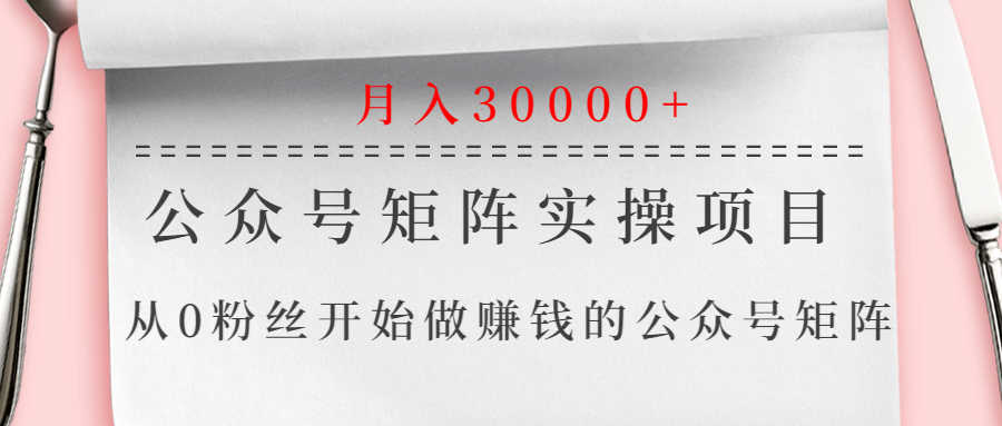 （1332期）公众号矩阵实操项目，从0粉丝开始做赚钱的公众号矩阵，月入30000+-安索博客网