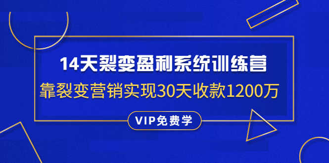 （1317期）14天裂变盈利系统训练营：靠裂变营销实现30天收款1200万（无水印）-安索博客网