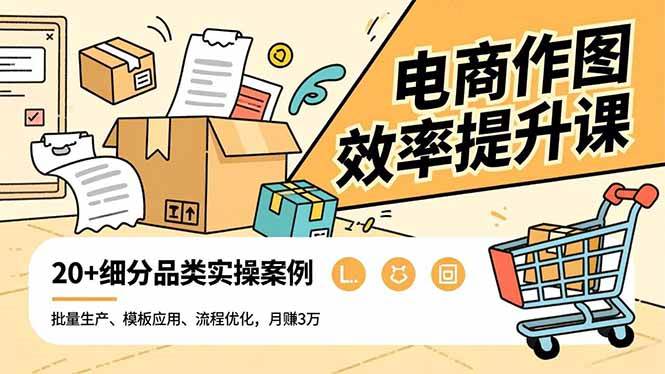 电商作图效率提升课：批量出图、模板套用、流程优化，20+品类实操，月入3万-安索博客网