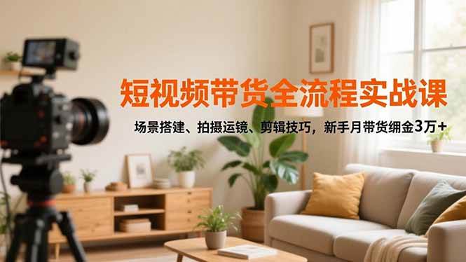 短视频带货实战课：新手也能月赚3万+，场景、拍摄、剪辑全搞定-安索博客网
