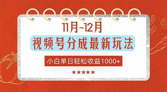 11月~12月视频号新玩法，小白也能轻松日赚1000+-安索博客网