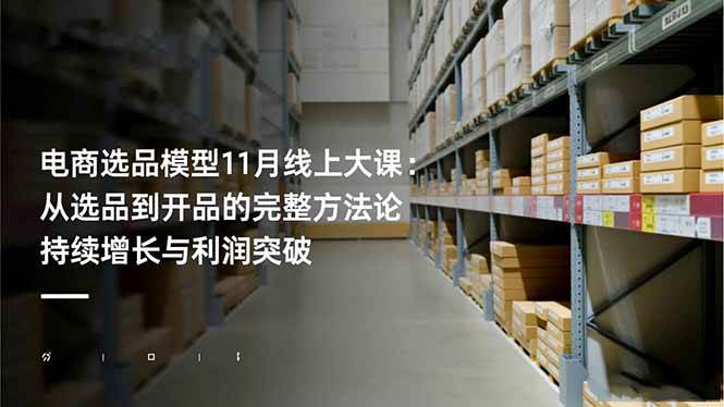 11月线上大课：电商选品模型，从选品到开品，教你持续赚钱-安索博客网